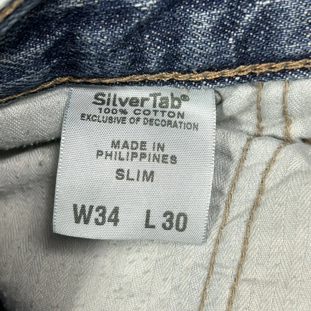 Levis Silver Tab Slim Fit Jeans Blue Denim Mens 34‎ Button Pockets 34x30 READ